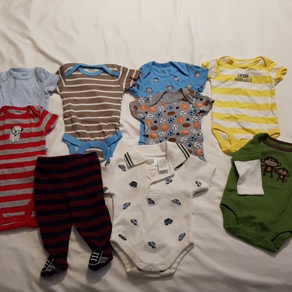 Newborn boys bundle of body suits & 1 footie pants #5